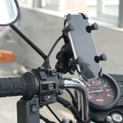 Waxen Motorcycle Phone Holder USB Rechargeable 360 Degree Adjustable