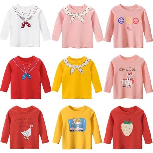 Girls Childrens long sleeve t-shirt cotton t-shirts boy kids boys tops shirts Tee T shirt Cartoon T shirts Clothing Clothes