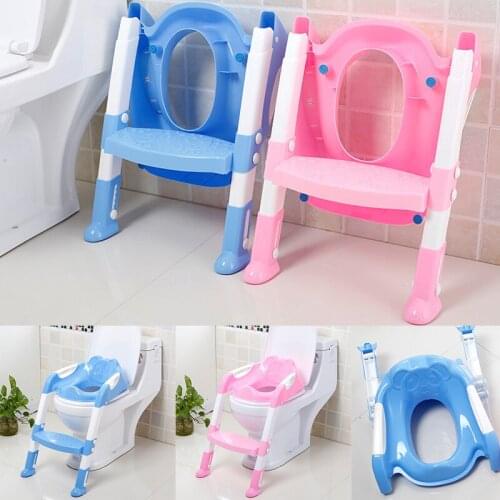 Baby Kids Toilet Training Seat Folding Pedestal Pan Cushion With Ladder Child Toilet WC Urinal For Boys Girls Safety Chair