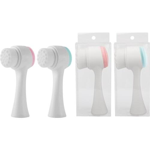 Double Side Silicone Facial Pore Cleanser Brush Portable 3D Vibration Massage Face Washing Skin Scrubber Blackhead Peel Removal