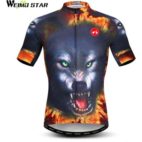 Weimostar Wolf 3D Printing Cycling Jersey Men Summer Road MTB Bike Clothing Quick Dry Mountain Bicycle Jersey 2018 Cycling Shirt