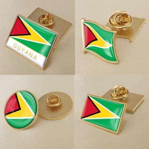 Coat of Arms of Guyana Guyanais Map Flag National Emblem National Flower Brooch Badges Lapel Pins