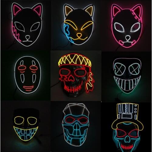Halloween Horror Skull Pirate Mask Cosplay Party Costume Props Luminous Cartoon Fox Mask For Anime Accessories