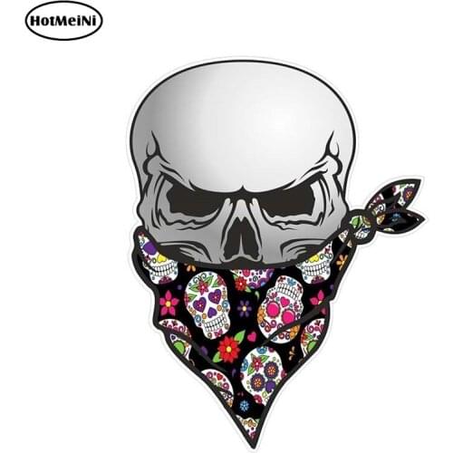 HotMeiNi 12cm X 8.3cm Gothic Biker Pirate Skull with Face Bandana Sugar Skull Pattern Motif External Vinyl Car Stickers