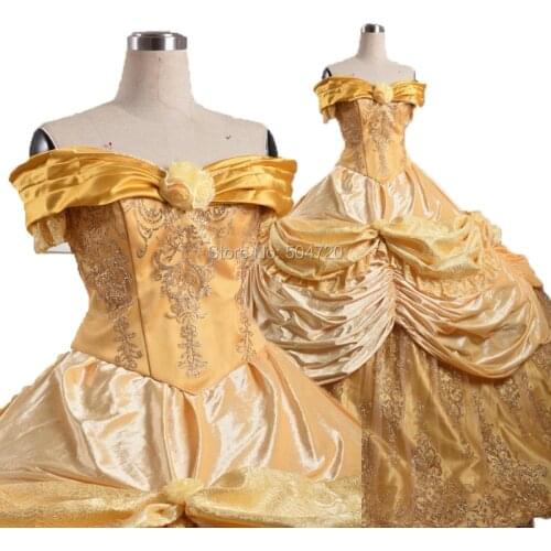 Tailored!Luxs Gold long sleeves Duchess Queen Marie Antoinette Period Masquerade Theatre Civil war Gown dress HL-265