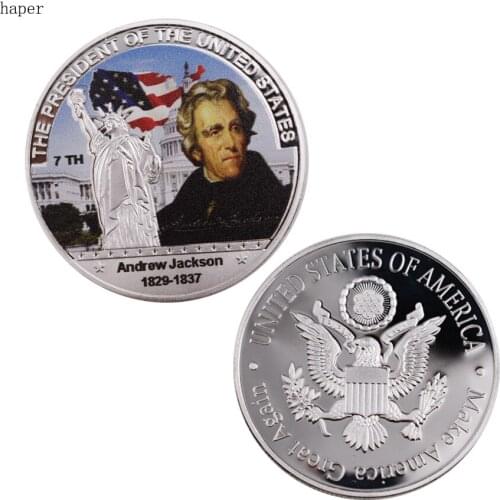 US 17th President Gift Coin Home Decorative Andrew Jackson 999 Silver Coin Collectible Metal Coin for Home Decor and Collection