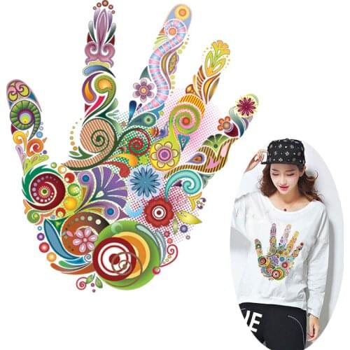 Colorful Hand Applique Thermo-Stickers On Clothes 3D Stripe Iron On Transfer For Clothing DIY Art Flower Appliques T-shirt Decro