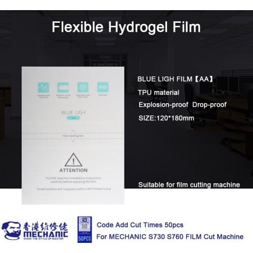 MECHANIC 50pcs BLUERAY Flexible Explosion-Proof Smooth Hydraulic Film Eyes Protection Universal Straight Curved Screen Film Cut