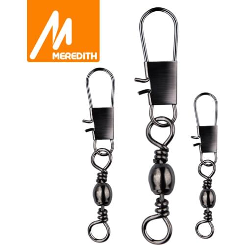 MEREDITH 50Pcs/Lot Stainless Steel Fishing Connector Pin Bearing Rolling Swivel Snap Pins Fishing Tackle Accessories
