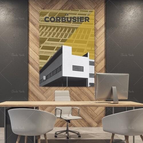 Minimalist Modern Architecture print, Mid Century Modern Wall Art Print, Le Corbusier, Bauhaus Poster Art