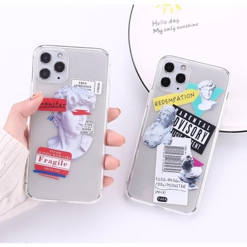 Fashion Retro Bar Code Label Transparent Phone Case For iPhone 12 Mini 11 Pro Max XR XS Max 6S 8 7 Plus Soft Cover Capas Fundas