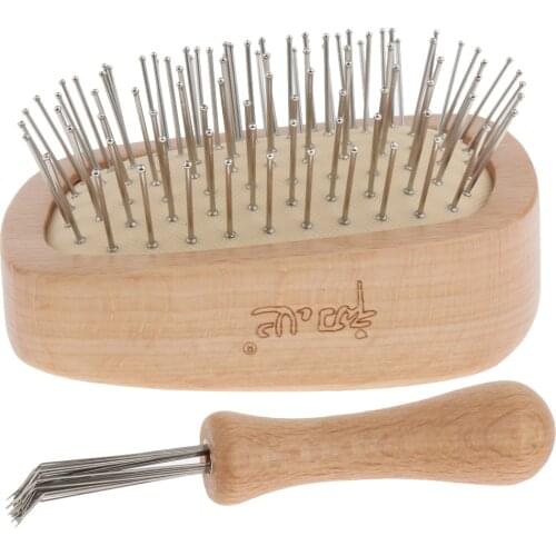 Soft Natural Wood Massage Detangle Hair Brush Set All Hair Types Adults Kids