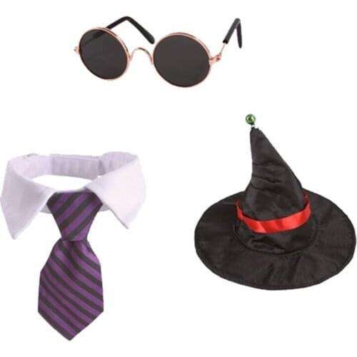 C1FA Fancy Party Dress Up Dog Cat Halloween Apparels Creative Decor Adjustable Bow Tie and Glasses Dress Up Accessorie Gift