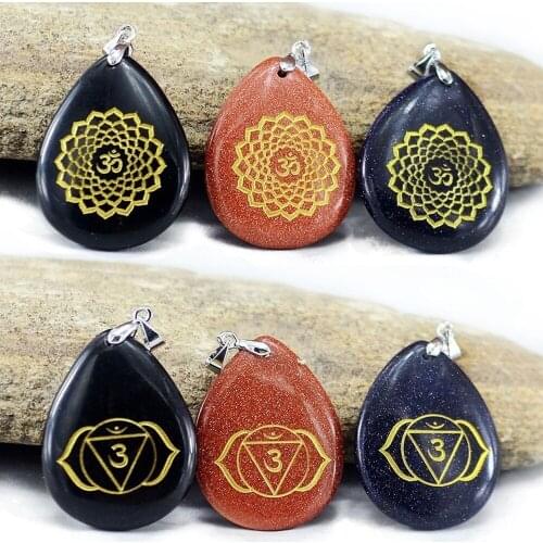 Natural Stone Three-vein Seven-Chakra Chakra Pendant Taoist Jewelry Buddhist DIY Jewelry Magic Symbol DIY Jewelry Accessories