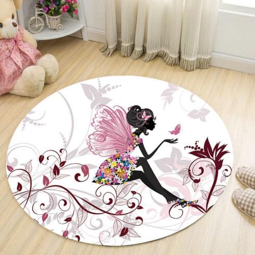 Creative girl dance printing non-slip round carpet floor mats bedroom living room home decoration
