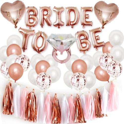 Bride To Be Theme Diamond Ring Foil Balloon Rose Gold Disposable Tableware Bachelorette Party Decorations Wedding Bridal Shower