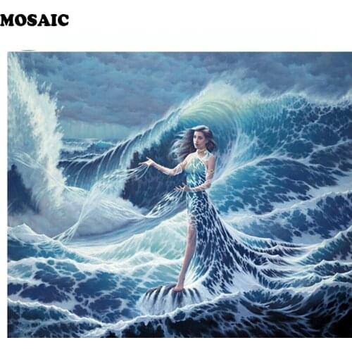 NEW Arrival DIY Diamond Embroidery Beauty&sea 5D Diamond Painting Cross Stitch Kits Women 3D Rhinestone Mosaic Home Decoration
