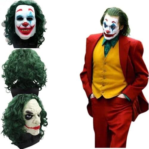 Joker Origin Movie Horror Horror Clown Halloween Party Costume Clown Wig Cosplay Green Synthetic Hair Free Shipping