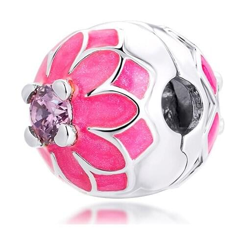 Fits for Pandora Charms Bracelets Blush Pink Blooming Dahlia Clip Beads 100% 925 Sterling Silver Jewelry Free Shipping