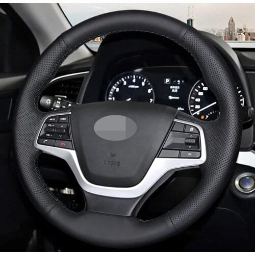 Non-slip Black Artificial Leather Car Steering Wheel Cover For Hyundai Elantra 4 2016-2019 Solaris 2017-2019 Accent 2018-2019
