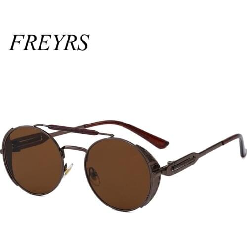 Steampunk Sunglasses Women Round Glasses Goggles Men Side Visor Circle Lens Unisex Vintage Retro Style Punk Oculos De Sol 5446