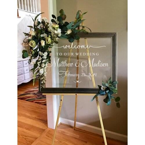 Wedding Welcome Personalized Couples Names and Dates wall sticker Mirror Decal Bridal Shower Heart Wedding Mirror decor HJ982