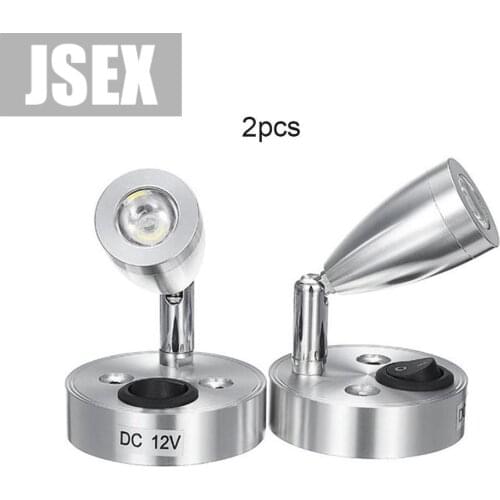2pcs DC12V 3W 6000K Cold White LED Spot Reading Light RV Caravan Camp Boat Wall Bedside Lamp Boat Home Trailer Interior lighting