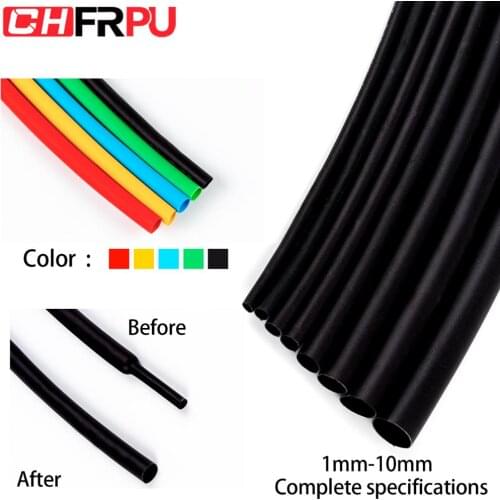 5 Meter 2:1 Polyolefin Shrink heat shrinkable tub Insulation repair wire 1 2 3 5 6 8 10mm Various colors heatshrink tubing