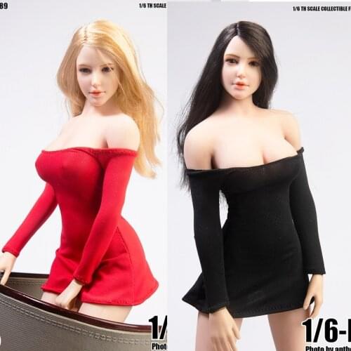 TYM089 In Stock Red/Black Color 1/6 Scale Sexy Female Figure Hip Tight Sexy Dress Skirt Toy Accessories For 12'' Women Body