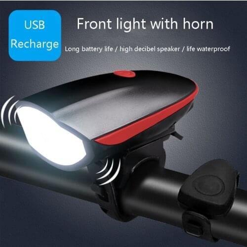 Bicycle Light, Night Riding Equipment, Rechargeable, High-brightness Flashlight with Horn, Waterproof Bicycle Front LED Light