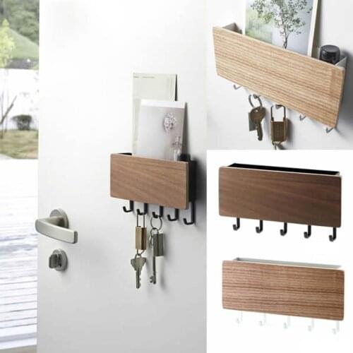 Key Hanger Holder Storage Box Bedroom Hook Rack 5 Hooks Display Storage Picture Organizer Shelf Magazine Book Show Home Decor