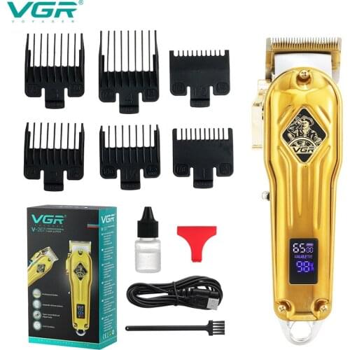 VGR Professional Electric Hair Clipper Cordless Hair Trimmer Quick Charge Barbershop LED Display Hair Cutting Machine