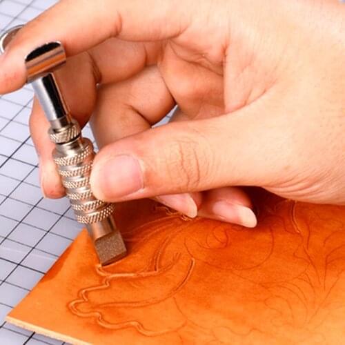 Leather Rotating Carving Knife Copper Handel Professional Handmade Adjustable Copper Swivel Leather Tool Silver Sewing Accessory