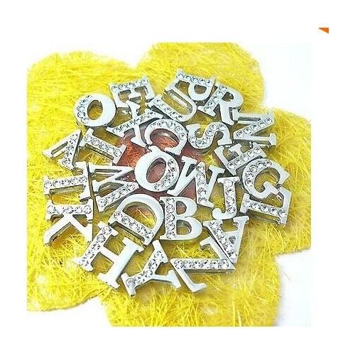 JEWELRY Bracelet for Women pet collar Key chain Gift 10pcs/lot Half Rhinestone 8mm Slider letters Slide Charms DIY Accessories