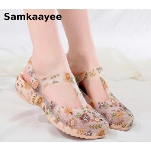 Sandals Women Slippers Platform Shoes Mules Clogs Female Beach Shoes Summer Size 36-39 Soft Bottom Flowers Breathable Zapatos 25