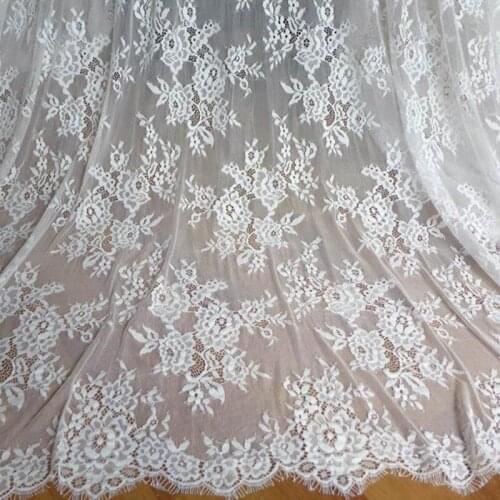 1 Yard Graceful White Fabric Soft Floral Lace Fabric 152 cm wide for Bridal Wedding Apparel Fabrics