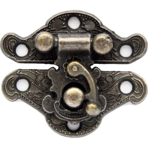 2PCS/Lot 25x24mm Antique Vintage Latch Hasp Lock Drawer Cabinet Wooden Jewelry Box Case Hasp Latch with Screws, Zinc Alloy