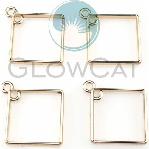 20pcs KC Gold Tone Square Shape Spacer Beads Frame Charms 23mm 22378