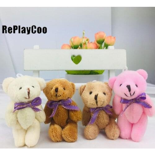 25PCS Mini Teddy Bear Stuffed Plush Toys 8cm Small Bear Stuffed Toys pelucia Pendant Kids Birthday Gift Party Decor DMX005