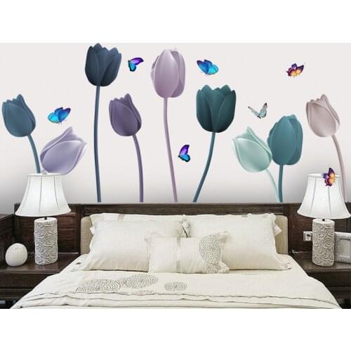 3D Stereo Tulips Wall Stickers Flower Bedroom Living Room Decoration Teenagers Room Aesthetic Home Office Decor Wallstickers Art