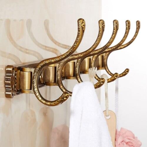 5 robe hooks antique European , Bathroom / kitchen towel hooks on the door, Brass hook for hanging clothes on the wall