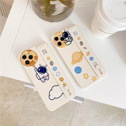 Moon Astronaut Case For iPhone 11 12 Pro Max X XS XR SE 7 8 Plus With Cartoon Planet Universe Soft Silicone TPU Cover Protective