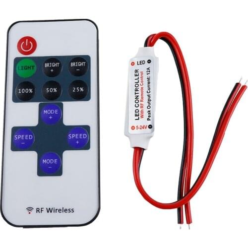 DC5-24V RF Wireless Remote Switch Controller DC12V 11 Keys Mini Dimmer for Led Single Color LED Light Strip 5050 3528 12A 1PCS
