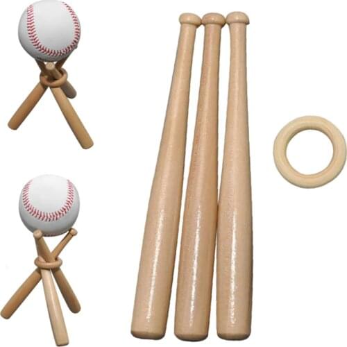 Mini Baseball Holder Bat Baseball Wood Display Stand Baseball Golf Tennis Storage Base Holder Support Tumbler Beech Wood