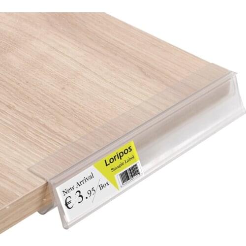 20cm Shelf Talker Sign Holder Wooden Board Edge Snap Data Strip Clip Shop Display Supermarket Store Shelf Data Strip