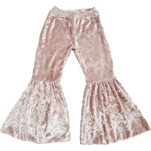 Girl velet material bell pants kids fashion peach pants