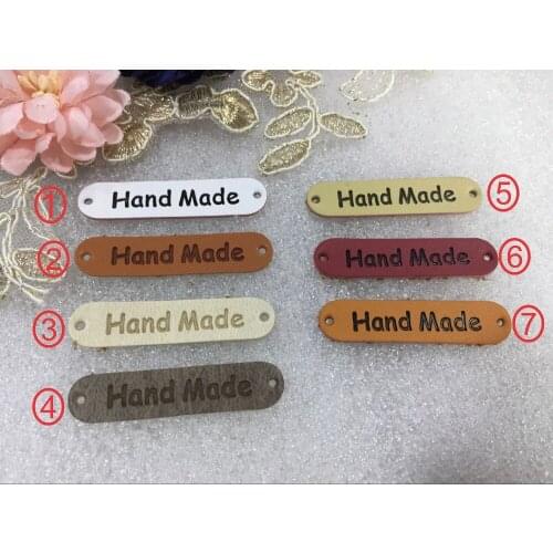 Sewing On Fashion English Handmade PU Leather Labels For Handicraft Label