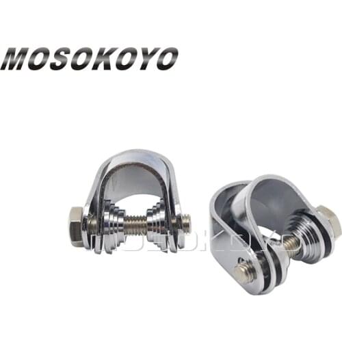 Chrome Motorcycle Foot Peg Highway Peg Mounts Clamp for Harley Crash Bar Engine Guard Footrests Peg 1-1/8" to 1-3/8" U-Clamp