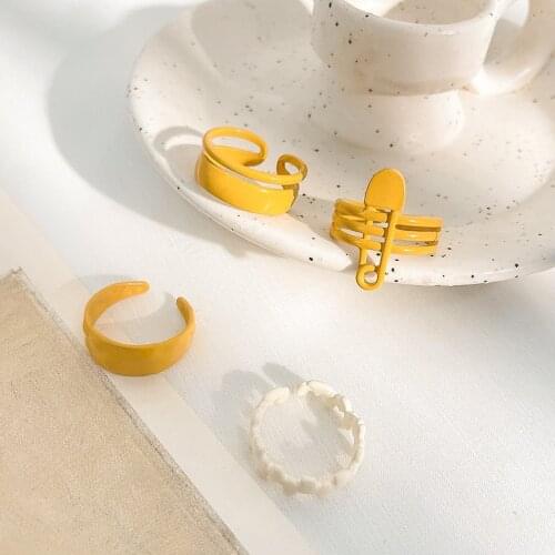 FACEINS Rings for Women Hand-made Dripping Oil Niche Colored Small Finger Ring Cute Ring Female Opening Adjustable Ring