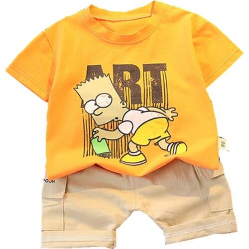 Summer Yellow Color Newborn Clothes Set Cotton Boy Infant Toddlers Fashion Baby Outwear Casual Unisex Kids Clothing